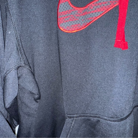 Nike KO Swoosh Camo Hoodie Black / Red Pullover Sweatshirt Therma Fit Men XL - Picture 3 of 7